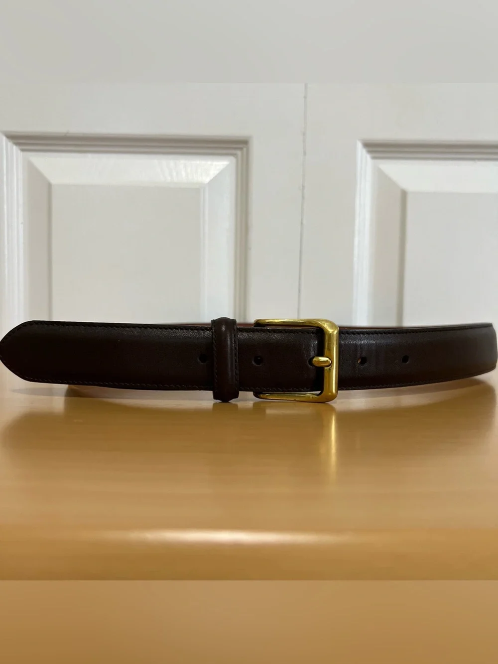 Vtg Coach 5950 Men's Dark Brown Leather Belt with Brass Buckle Size 32